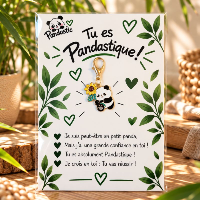 Porte clé panda et tournesol